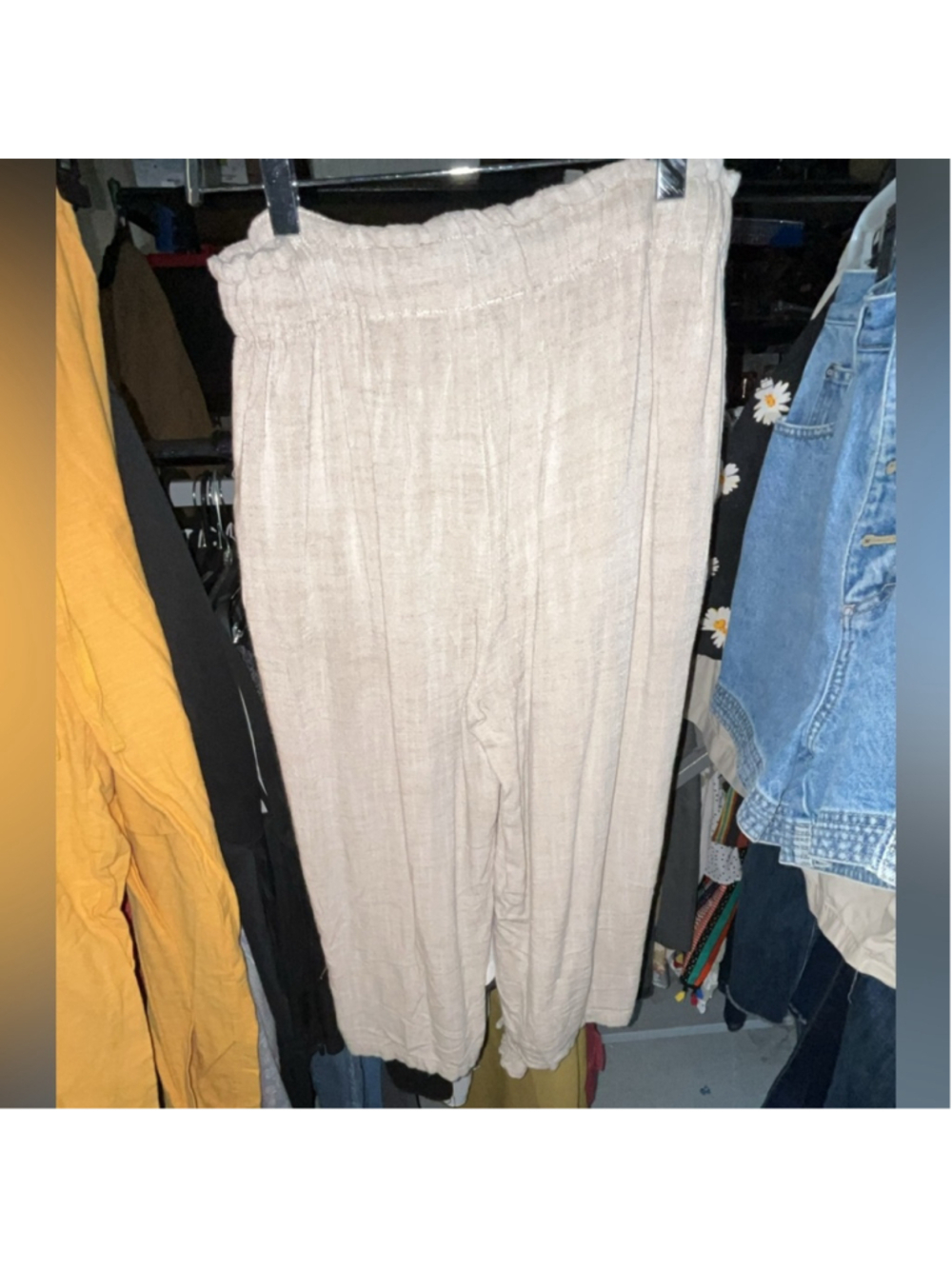 Thread & Supply Light Tan linen Bermuda pants